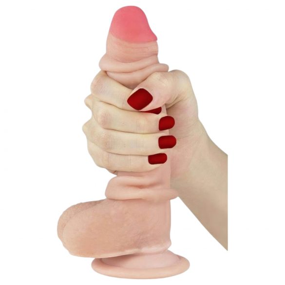 Lovetoy Sliding-Skin - dvouvrstvé dildo - 18 cm (přirozené)