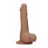 RealRock Dong 9 - realistické dildo s varlaty (23 cm) - tmavý přírodní