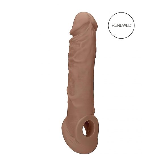 RealRock návlek na penis 21cm - tmavě přírodní