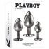 Playboy - sada análních kolíků - 3 díly (stříbrné)