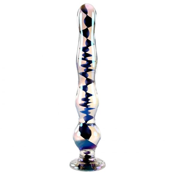 Playboy Jewels - vlnité skleněné dildo (průhledné)