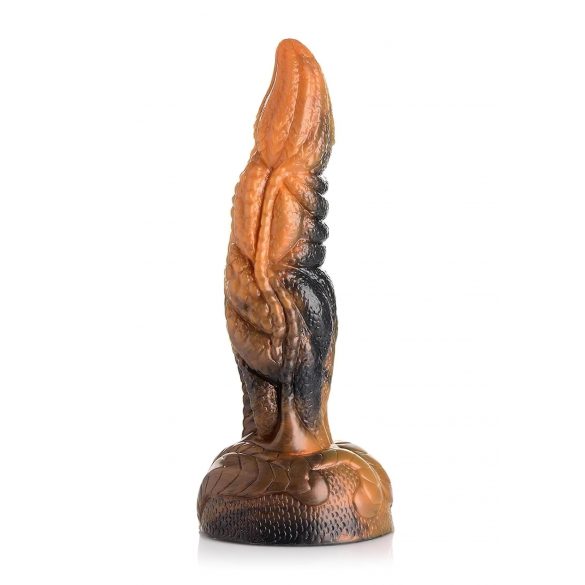 Příšerný Kohout - texturovaný silikonový dildo 20 cm (oranžový)