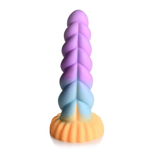 Mystické údy - jednorožec dildo 21 cm (fialovo-žluté)