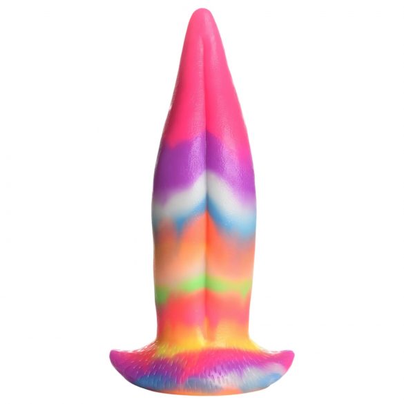 Svítící jazyk - silikonové dildo 21cm (duhové)