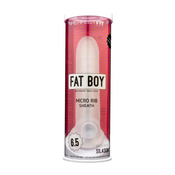 Fat Boy Micro vroubkovaný návlek na penis (17cm) - mléčná bílá