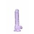 REALROCK - průhledné realistické dildo - fialové (17 cm)