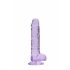 REALROCK - průhledné realistické dildo - fialové (17 cm)