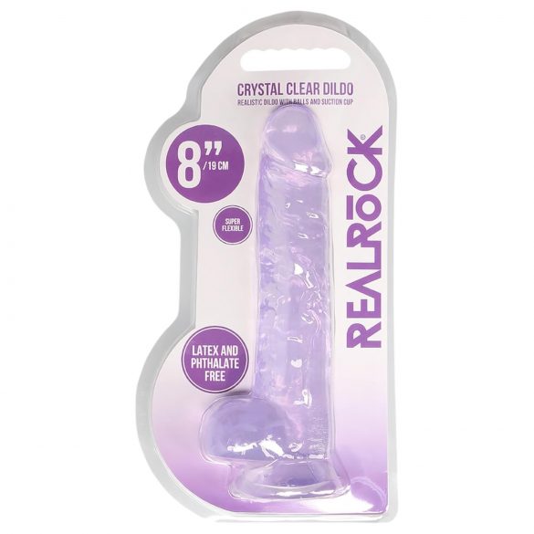 REALROCK - průhledný realistický dildo - fialový (19cm)