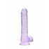 REALROCK - průhledný realistický dildo - fialový (19cm)