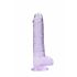 REALROCK - průhledný realistický dildo - fialový (19cm)