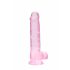 REALROCK - průhledné realistické dildo - růžové (19 cm)