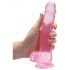 REALROCK - průhledné realistické dildo - růžové (19 cm)