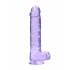 REALROCK - realistický průhledný dildo - fialový (22 cm)