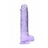 REALROCK - realistický průhledný dildo - fialový (22 cm)