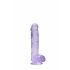 REALROCK - průhledný realistický dildo - fialový (15cm)