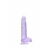 REALROCK - průhledný realistický dildo - fialový (15cm)