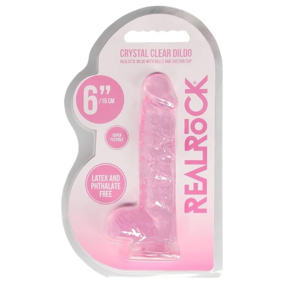 REALROCK - realistický růžový dildo - 15 cm