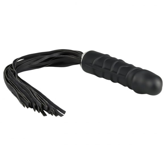 Easytoys Flogger - bičík a silikonový dildo 2v1 (černé)