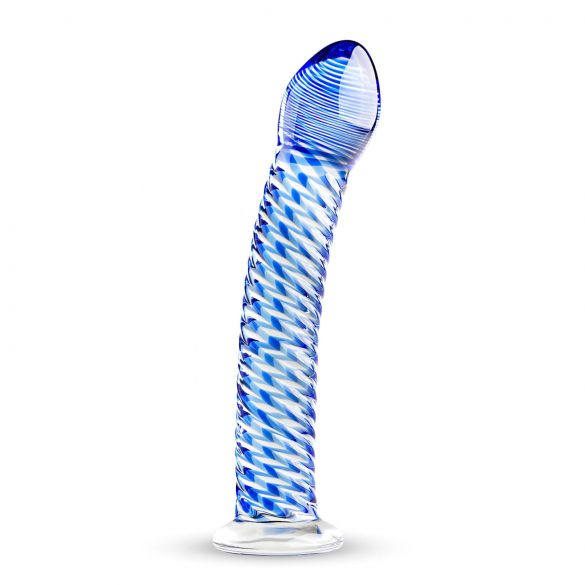 Gildo Glass No. 5 - spirálové skleněné dildo (průhledné-modré)