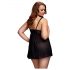 BACI Plus Size - otevřený, puntíkatý babydoll - černý (XL-XXL)