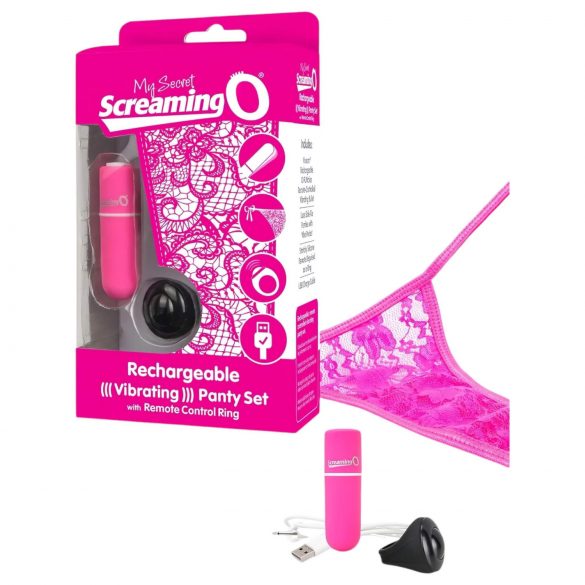 Screaming O Panty Set - vibrační kalhotky (růžové) S-L