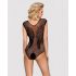 Obsessive B112 - bez rukávů, křídla, otevřený černý síťovaný bodysuit - XL/XXL