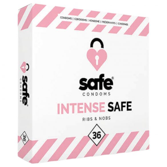 SAFE Intense Safe - Vroubkované a tečkované kondomy (36 ks)